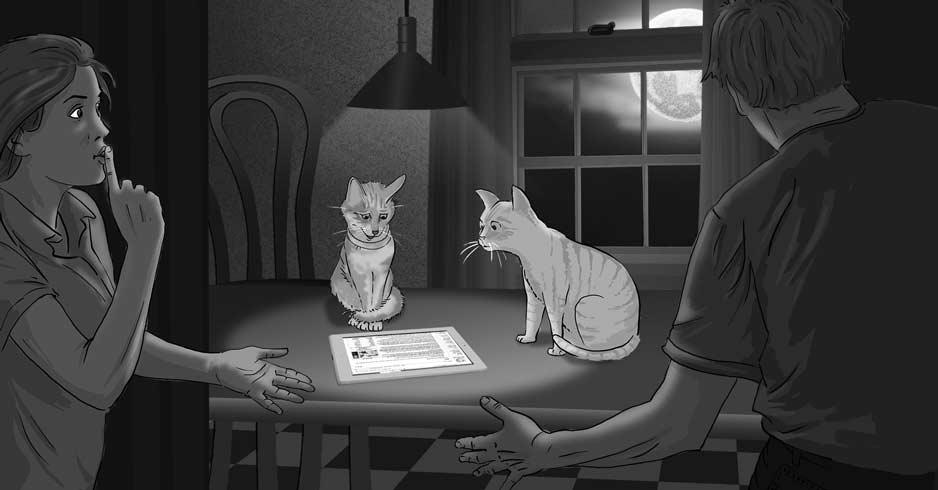 Dr. Mina and Big Eddy study Susan's tablet
